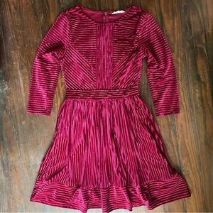 Velvet fit and flare red dress, sz S